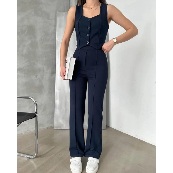 Yelek ve pantolonlu ikili takım 4 Renk seçeneği