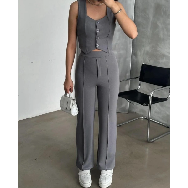 Yelek ve pantolonlu ikili takım 4 Renk seçeneği