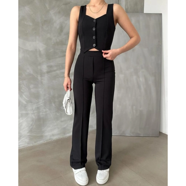 Yelek ve pantolonlu ikili takım 4 Renk seçeneği