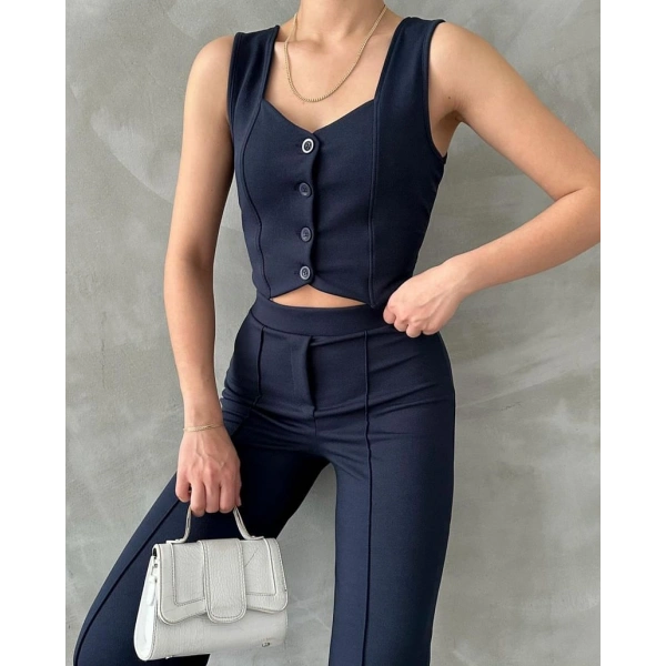 Yelek ve pantolonlu ikili takım 4 Renk seçeneği