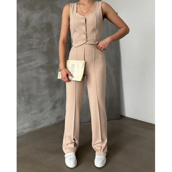 Yelek ve pantolonlu ikili takım 4 Renk seçeneği