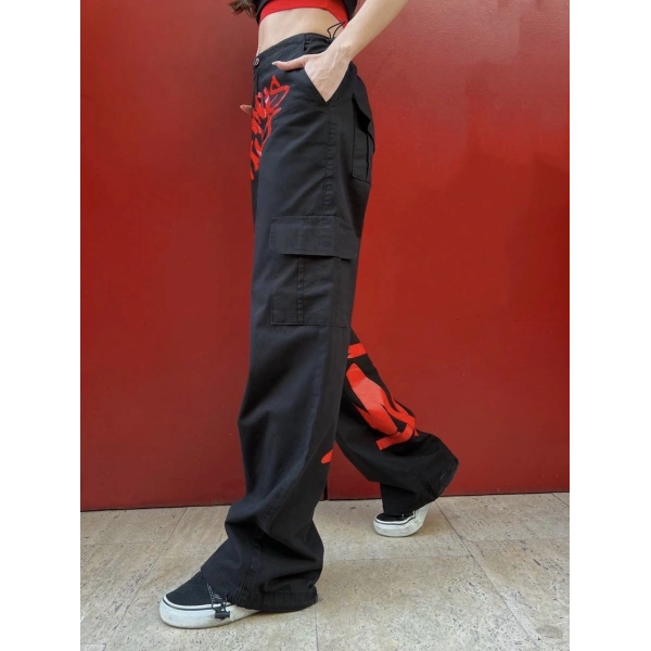 Grunge baskılı unisex pantolon