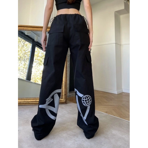 Grunge baskılı unisex pantolon
