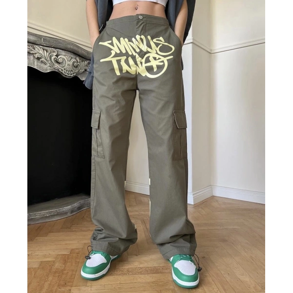 Grunge baskılı unisex pantolon