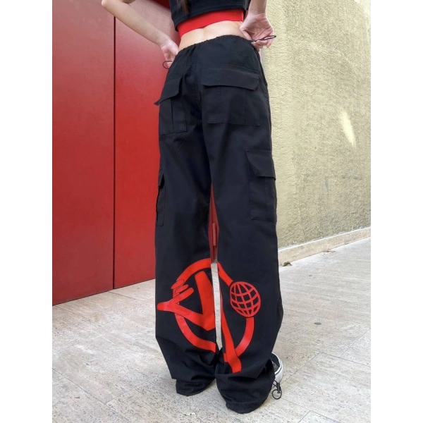 Grunge baskılı unisex pantolon