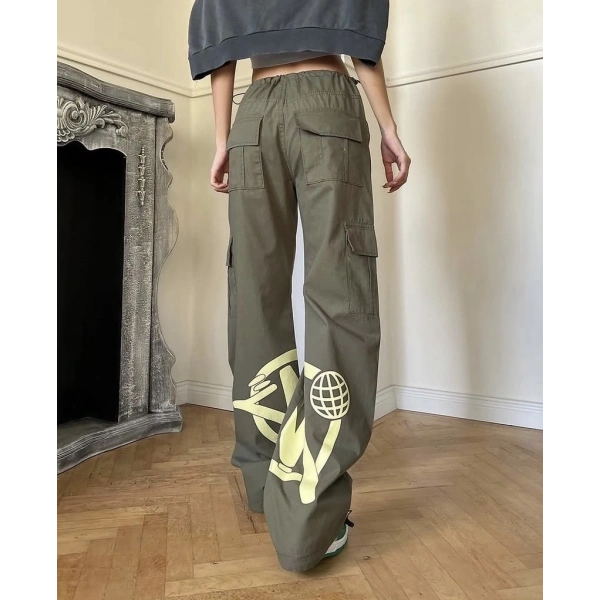Grunge baskılı unisex pantolon