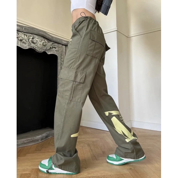 Grunge baskılı unisex pantolon