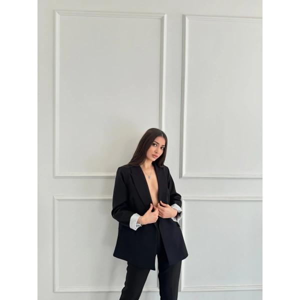 İçi çizgili blazer ceket