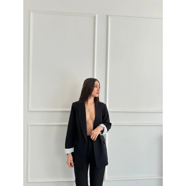 İçi çizgili blazer ceket