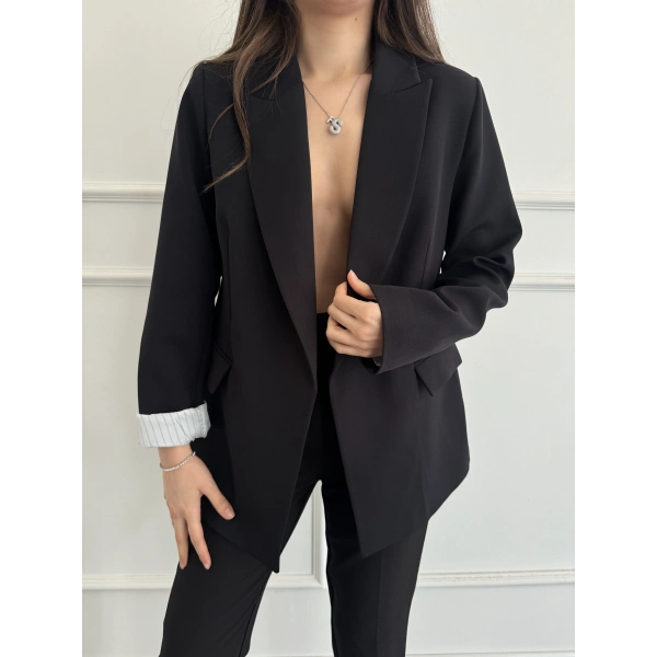 İçi çizgili blazer ceket