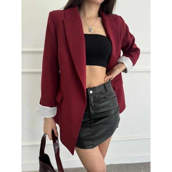 İçi çizgili blazer ceket