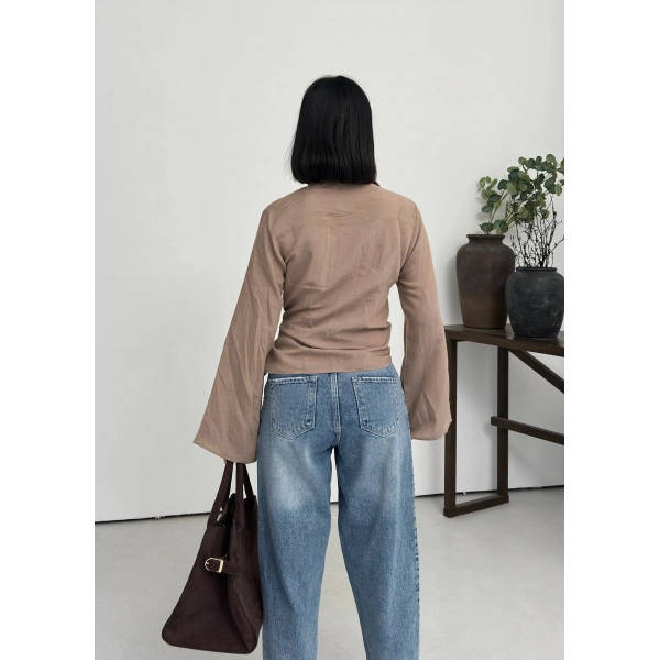 Bağlamalı İspanyol kol gömlek