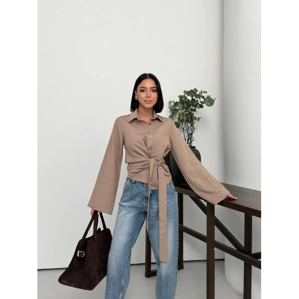 Bağlamalı İspanyol kol gömlek