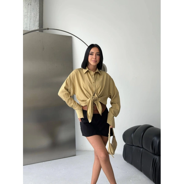 Çizgili Oversize tensel gömlek