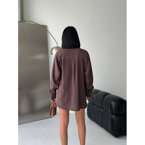 Çizgili Oversize tensel gömlek