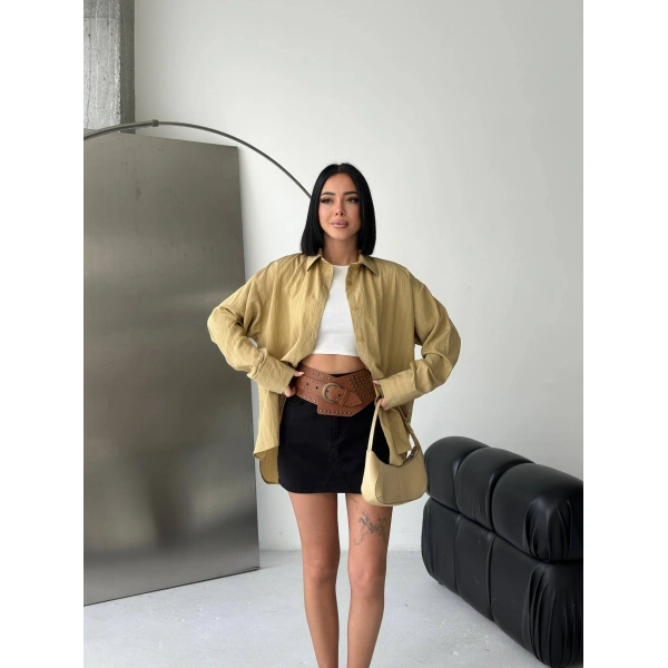 Çizgili Oversize tensel gömlek