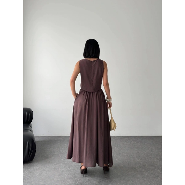 Krep kumaş ikili etekli takım