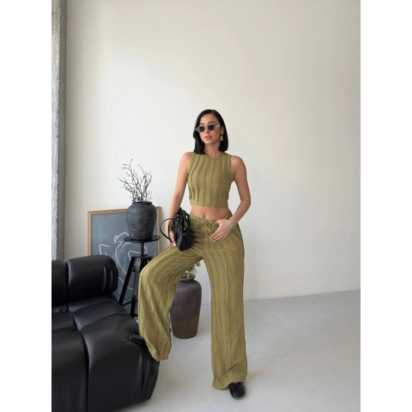 Ters Dikişli Halter Yaka İkili Takım