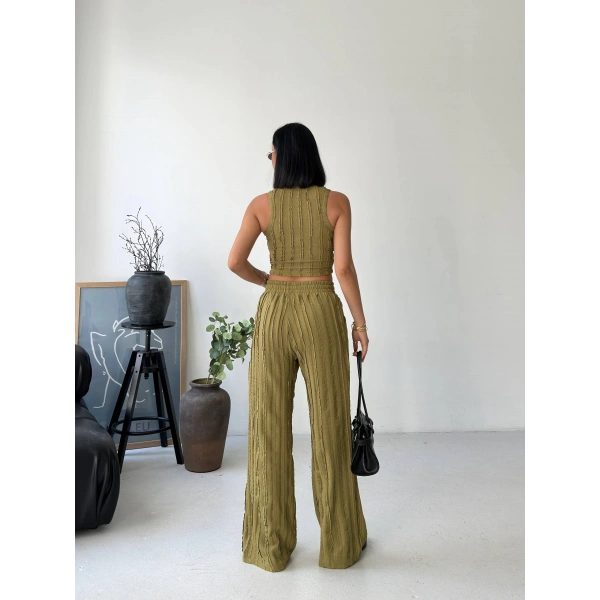 Ters Dikişli Halter Yaka İkili Takım