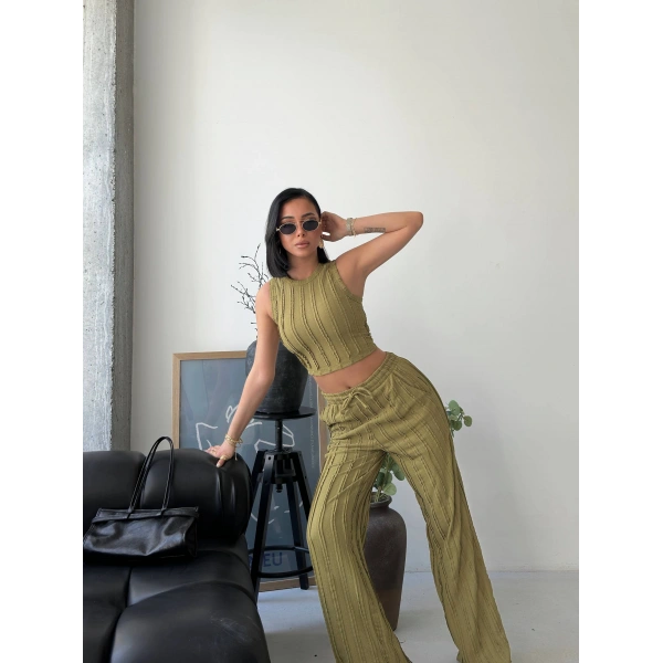 Ters Dikişli Halter Yaka İkili Takım