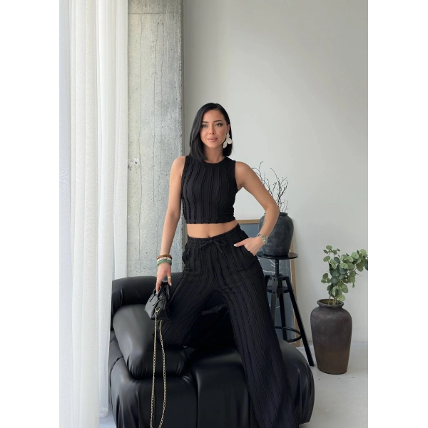 Ters Dikişli Halter Yaka İkili Takım