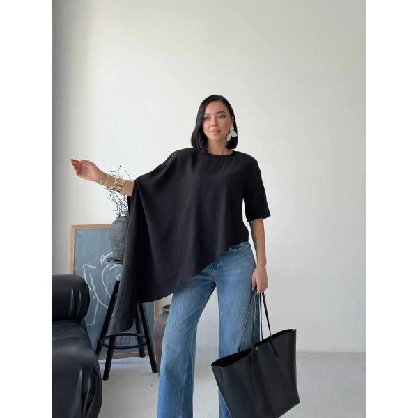 Asimetrik Dökümlü Salaş Bluz