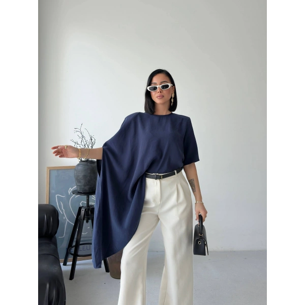 Asimetrik Dökümlü Salaş Bluz