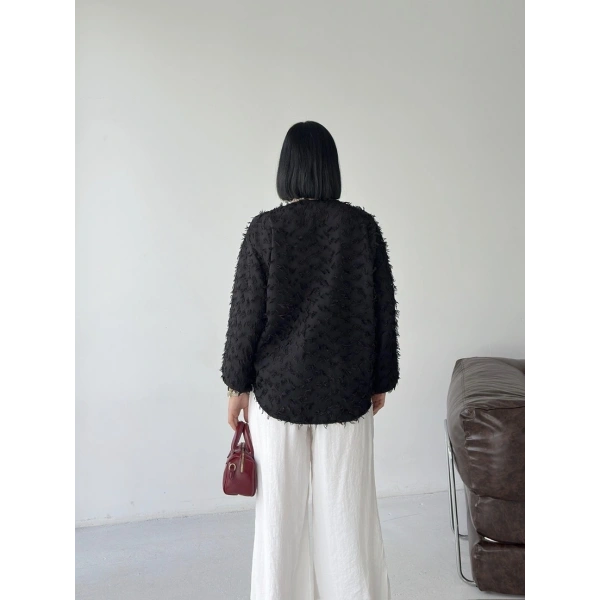 Bohem püskül detaylı bağlamalı ceket