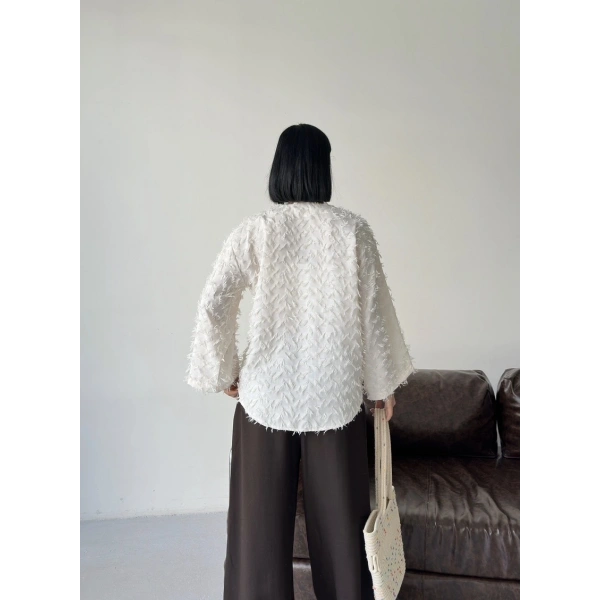 Bohem püskül detaylı bağlamalı ceket