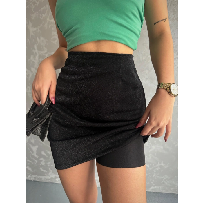 Simli şortlu mini etek