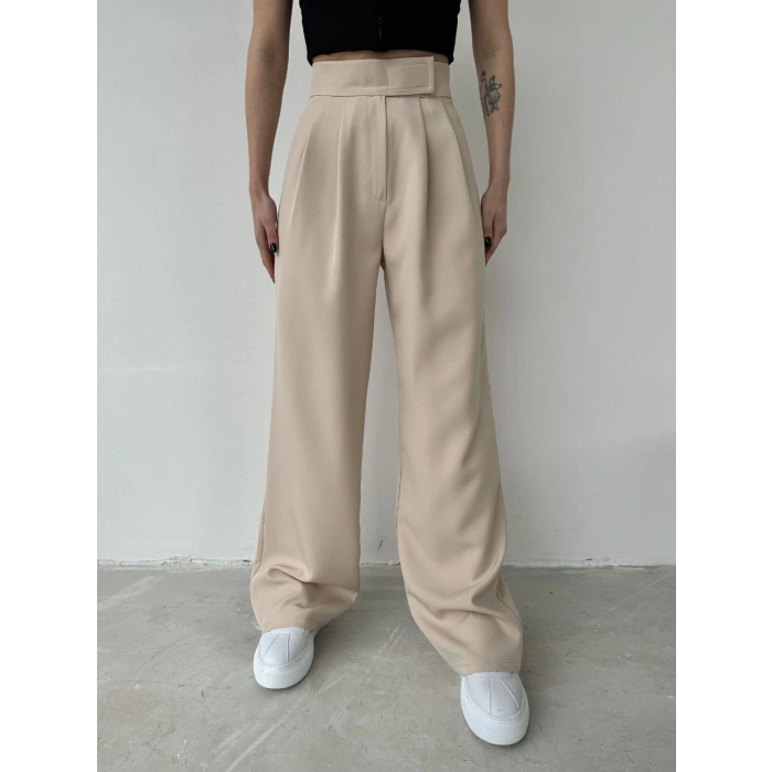 Cırtlı palazzo kumaş pantolon