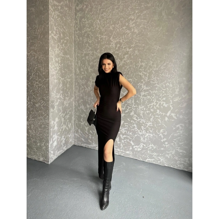 Vatkalı sıfır kol yırtmaçlı Otoman elbise