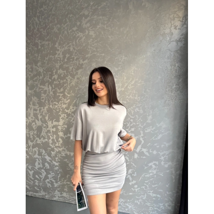 Bisiklet yaka büzgülü elbise