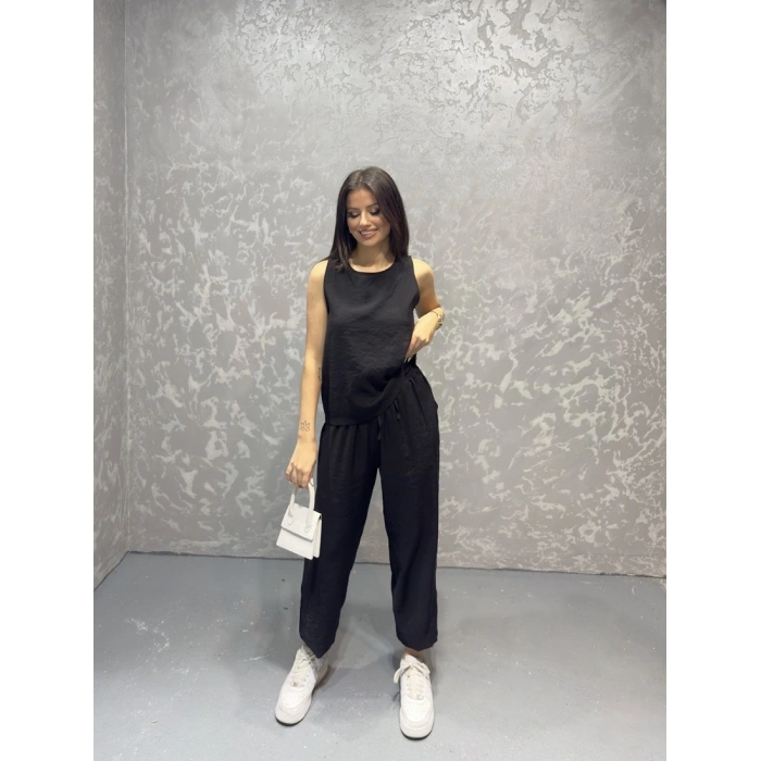 Tensel kumaş bel lastikli ikili takım