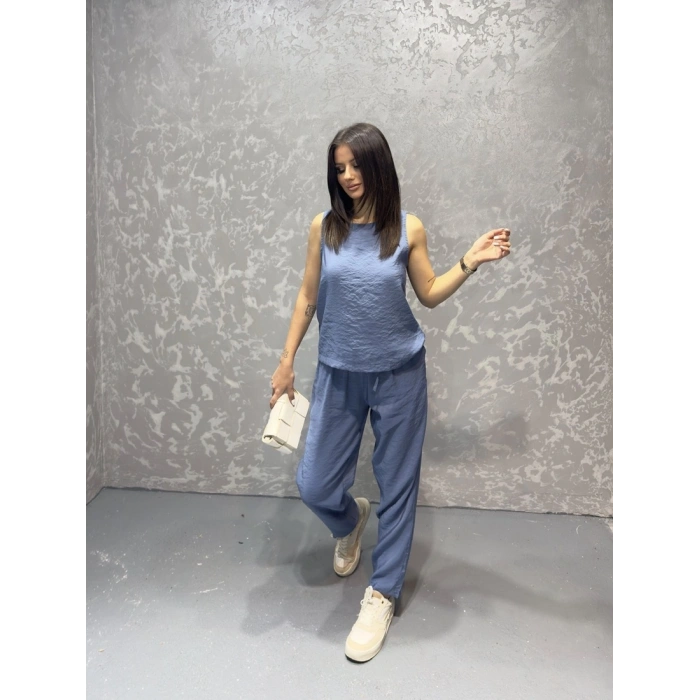 Tensel kumaş bel lastikli ikili takım