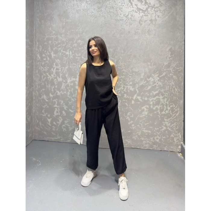 Tensel kumaş bel lastikli ikili takım