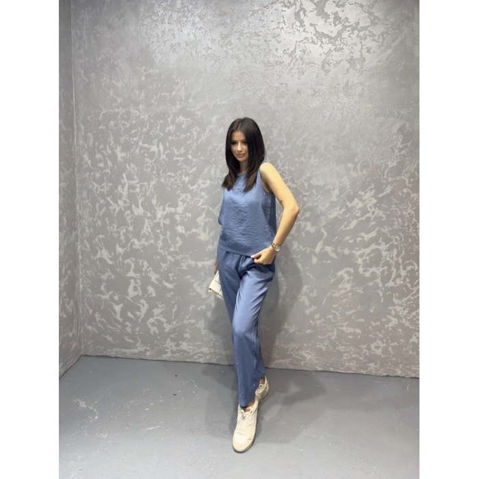 Tensel kumaş bel lastikli ikili takım