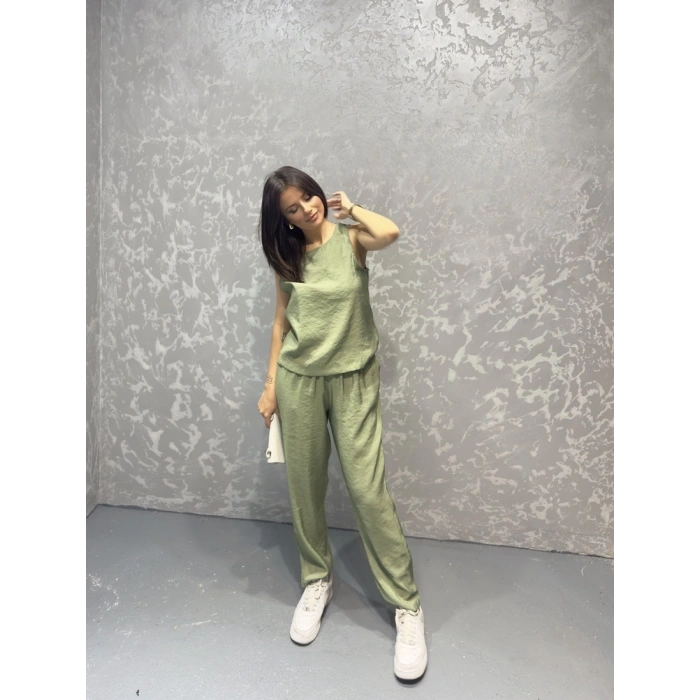 Tensel kumaş bel lastikli ikili takım