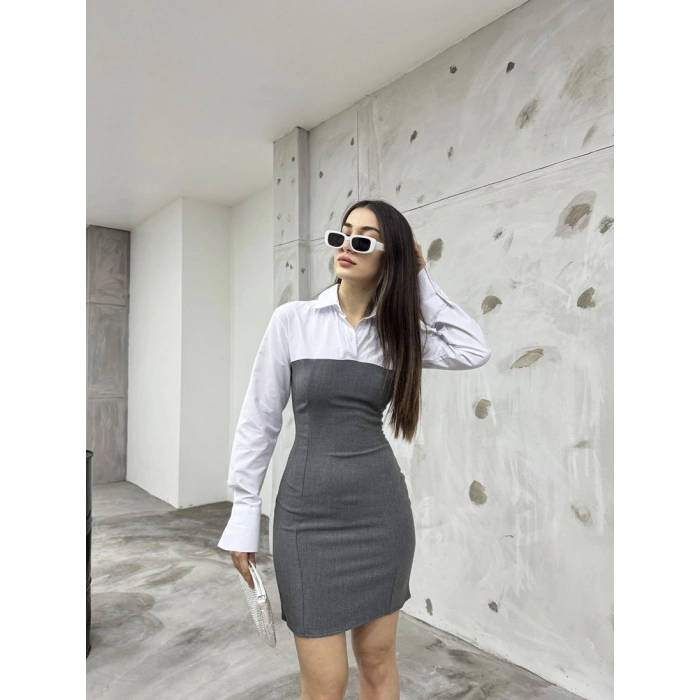 Beyaz gömlekli elbise