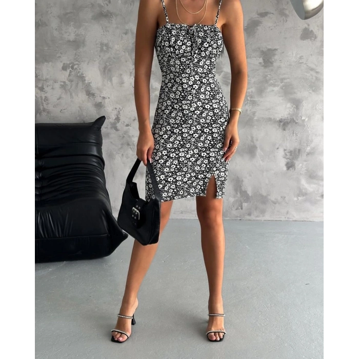 Bürümcük kumaş askılı mini elbise