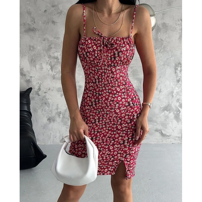 Bürümcük kumaş askılı mini elbise