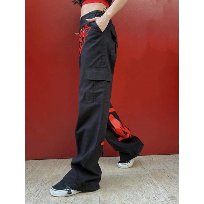 Grunge baskılı unisex pantolon