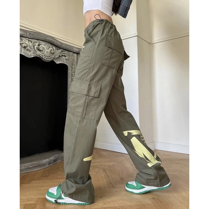 Grunge baskılı unisex pantolon