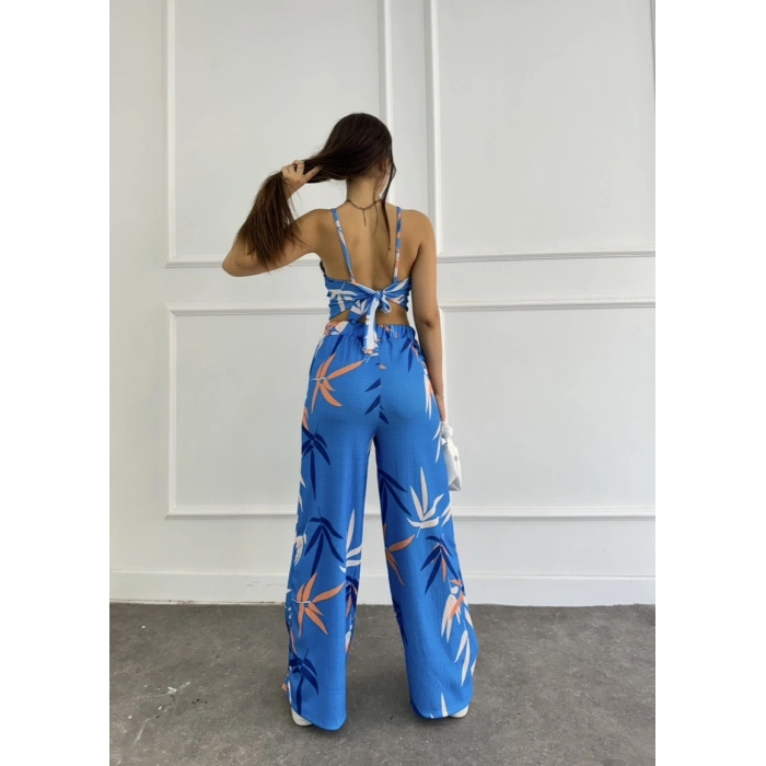 Yaprak desen keten askılı desenli ikili takım