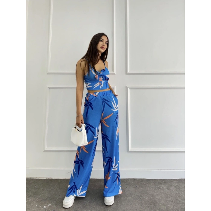 Yaprak desen keten askılı desenli ikili takım