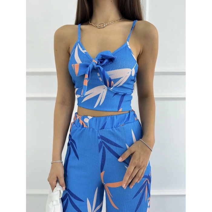 Yaprak desen keten askılı desenli ikili takım