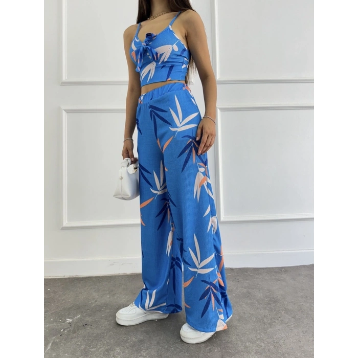 Yaprak desen keten askılı desenli ikili takım