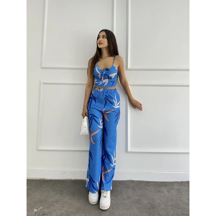 Yaprak desen keten askılı desenli ikili takım