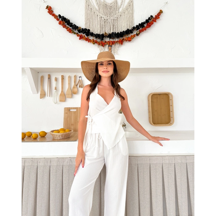 Önü bağlamalı rustik ikili takım