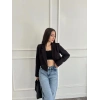 Düğme detay crop blazer ceket